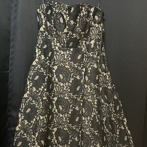 Give it a Twirl Black Lace Strapless Midi Dress L